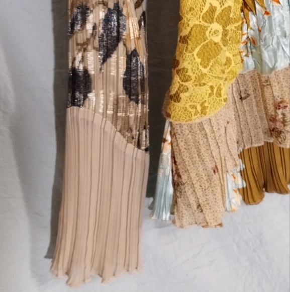 Alberto Makali Silky Soft Shimmery Beaded Patchwork Boho Stretch Blouse - Picture 4 of 9